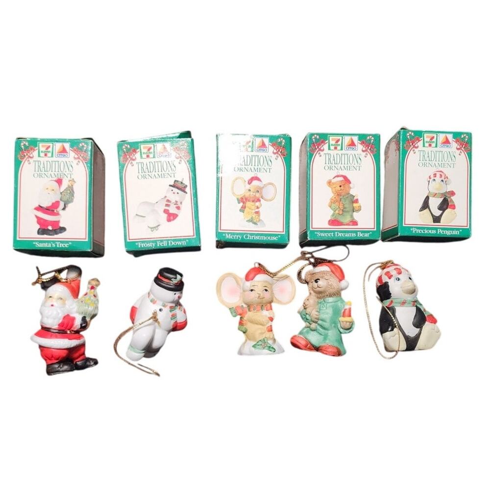 1993 Set of 5 Christmas 7-11 Traditions Ornaments